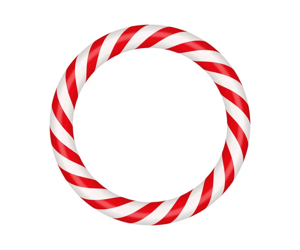 Christmas Candy Cane Circle Frame Red White Striped Xmas Border — Stockový vektor