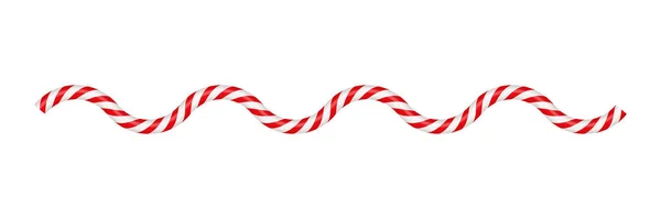 Christmas Candy Cane Wave Line Red White Striped Xmas Line — Stockvektor