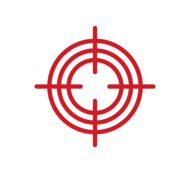 Acı noktası ikonu. Acı kırmızı daire işareti. Tıbbi tasarım için hedef nokta sembolü. Baş ağrısı ve karın ağrıları için kavramsal ölüm. Düzenlenebilir felç. Vektör illüstrasyonu beyaz arkaplanda izole edildi.