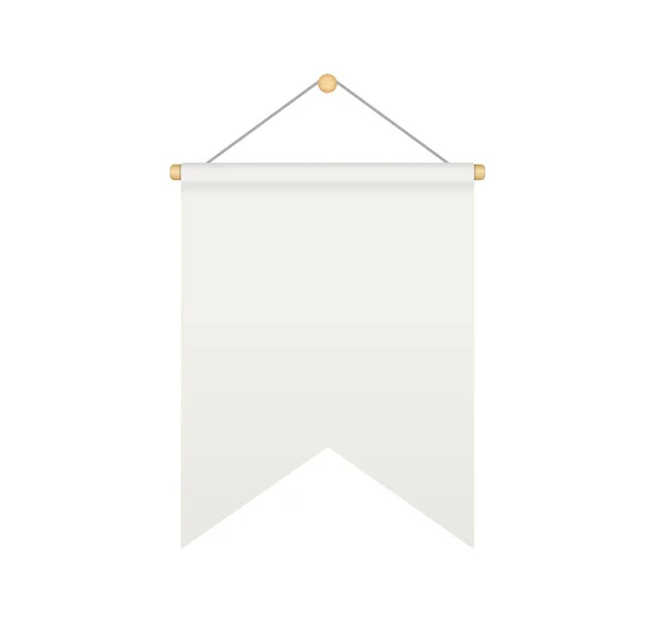 Empty White Rectangle Bunting Pennant Double Edges Hanging Realistic Pennant — Archivo Imágenes Vectoriales