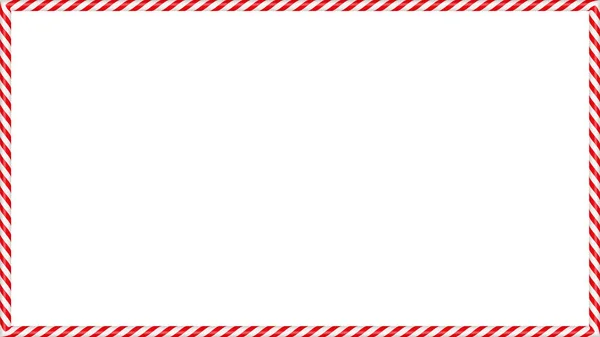Christmas Candy Cane Rectangle Frame Red White Stripe Xmas Border — Διανυσματικό Αρχείο