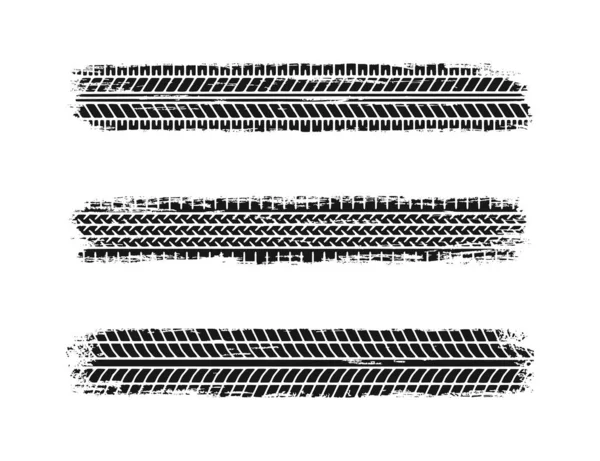 Auto Tire Tread Grunge Set Car Motorcycle Tire Pattern Wheel — Stock vektor