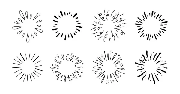 Yapımı Havai Fişekler Yıldız Patlaması Güneş Patlaması Karalama Simgesi Çizimi — Stok Vektör