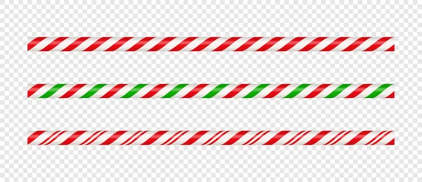 Christmas Candy Cane Straight Line Border Red Green Striped Xmas — Stockvektor