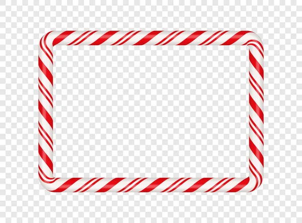 Christmas Candy Cane Rectangle Frame Red Stripe Xmas Border Striped — Stockvektor