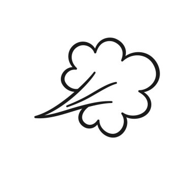 Komik osuruk bulutu. Kötü kokulu balon. Patlama, kızgın nefes. Çizgi roman tarzında duman bulutu. Komik gaz çıkarma sembolü. Vektör illüstrasyonu beyaz arkaplanda izole edildi.