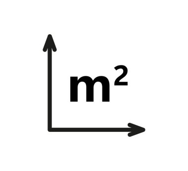 Square Meter icon. M2 sign. Flat area in square metres . Measuring land area icon. Place dimension pictogram. Vector outline illustration isolated on white background.