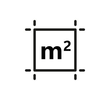 Square Meter icon. M2 sign. Flat area in square metres . Measuring land area icon. Place dimension pictogram. Vector outline illustration isolated on white background.