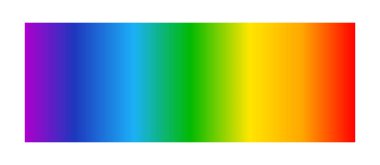 Optik ışık tayfı. Gökkuşağı gradyan arka planı. İnsan gözü için elektromanyetik görünür renk spektrumu. Kızılötesinden morötesine renk şeması. Vektör illüstrasyonu beyaz arkaplanda izole edildi.