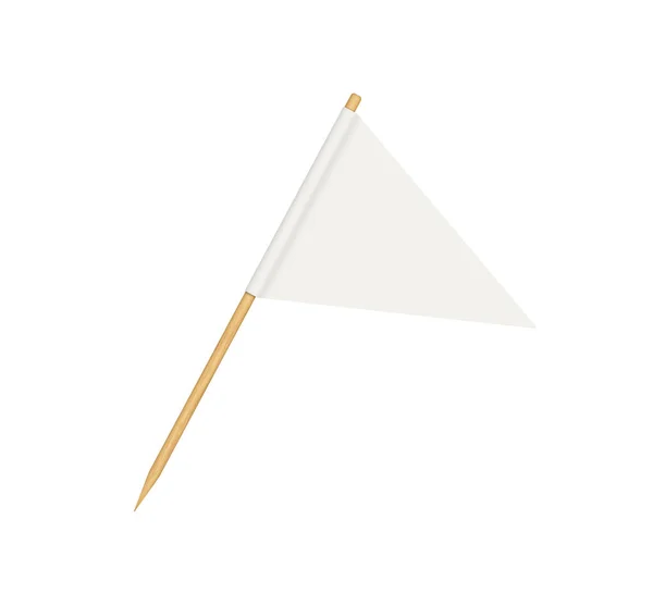 Toothpick Flag Blank Flag Wooden Stick Wood Toothpick White Paper — Vetor de Stock
