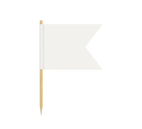 Toothpick Flag Blank Flag Wooden Stick Wood Toothpick White Paper — Stockový vektor