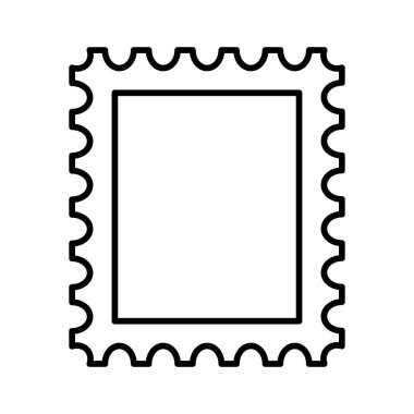 Postage stamp frame icon. Empty border template for postcards and letters. Blank rectangle and square postage stamp with perforated edge. Vector illustration isolated on white background.