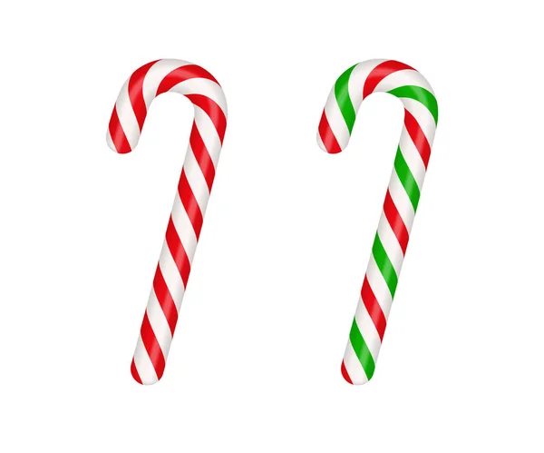 Christmas Candy Canes Christmas Stick Traditional Xmas Candy Red Green — Stock Vector