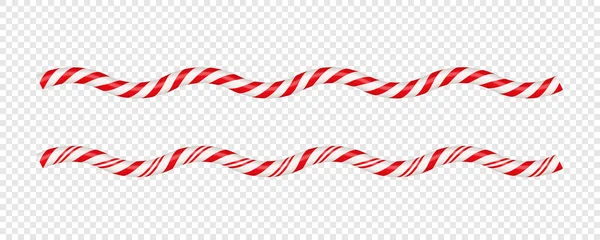 Christmas Candy Cane Wave Line Red White Striped Xmas Line — Stock vektor