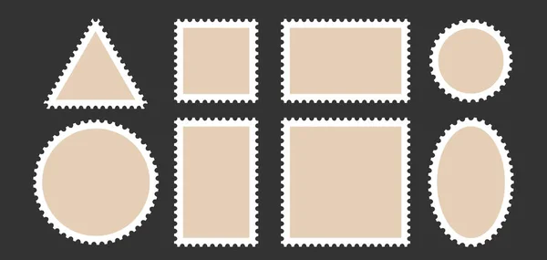 Postage Stamp Frames Set Empty Border Template Postcards Letters Blank — Stockový vektor