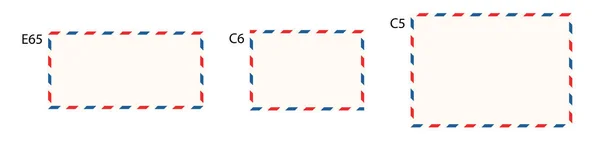 Air Mail Letter Frames Set Airmail Border Red Blue Stripes — Stock Vector