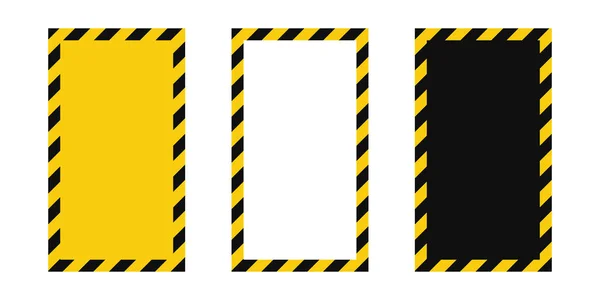 Warning Frame Yellow Black Diagonal Stripes Rectangle Warn Frame Set — Vector de stock