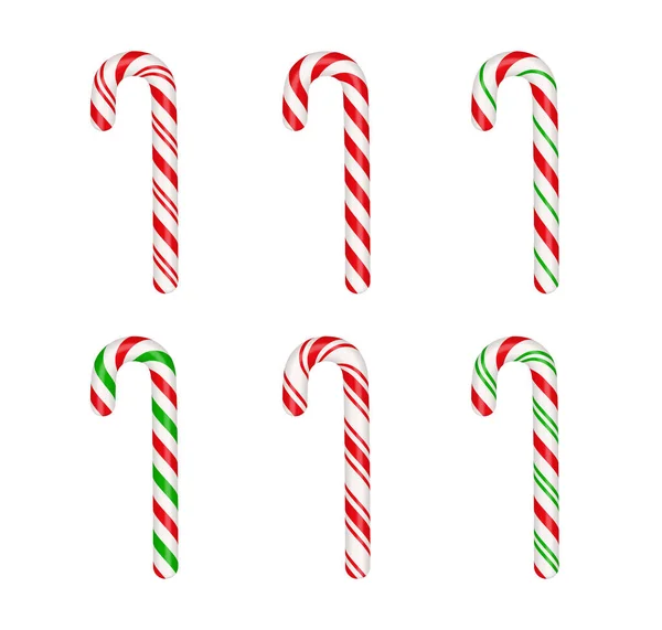 Christmas Candy Canes Set Christmas Stick Traditional Xmas Candy Red — Stockvektor