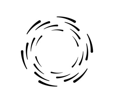 Circle speed lines for emblem, design and comic book. Abstract round geometric shape. Manga graphic speed striped texture. Circular motion lines. Vector illustration isolated on white background.