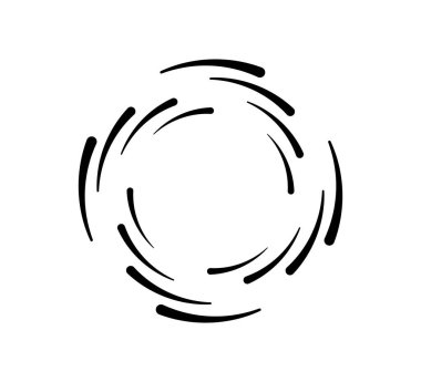 Circle speed lines for emblem, design and comic book. Abstract round geometric shape. Manga graphic speed striped texture. Circular motion lines. Vector illustration isolated on white background.