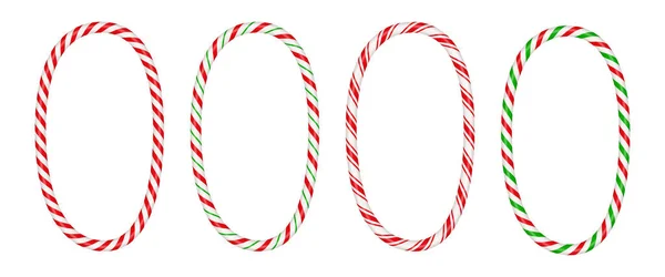 Christmas Candy Cane Vertical Frame Red White Stripe Xmas Border — ストックベクタ