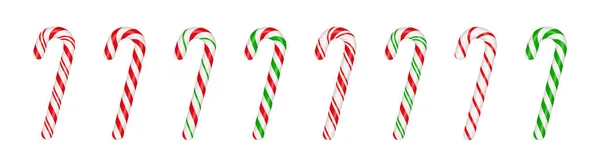 Christmas Candy Canes Set Christmas Stick Traditional Xmas Candy Red — 图库矢量图片