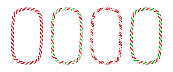 Christmas Candy Cane Vertical Frame Red White Stripe Xmas Border — ストックベクタ