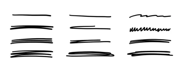 Handgezeichnete Kritzelstriche Doodle Marker Linie Streifen Kollektion Schnelle Gekreuzte Und — Stockvektor
