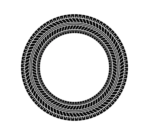 Auto Tire Tread Circle Frame Car Motorcycle Tire Pattern Wheel — Stock Vector