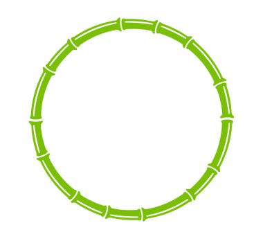 Yeşil bambu gövde dairesi çerçevesi. Doğal yuvarlak metin kutusu. Bambu dalı sınırı. Boş çerçeve şablonu. Beyaz arkaplanda düz bir şekilde izole edilmiş vektör illüstrasyonu.