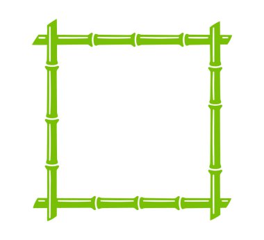 Yeşil bambu gövde çerçevesi. Doğal mesaj kutusu. Bambu dalı sınırı. Boş çerçeve şablonu. Vektör illüstrasyonu beyaz arkaplanda izole edildi.