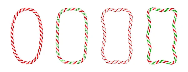 Christmas Candy Cane Vertical Frame Red White Stripe Xmas Border — Stockvector