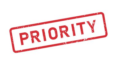 Grunge Öncelikli Kelime Kauçuk Damga. Öncelikli kırmızı etiket seti. Grunge eski moda kare etiketi. Vektör illüstrasyonu beyaz arkaplanda izole edildi.