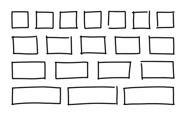 Vrije Hand Getekende Rechthoeken Vierkanten Verschillende Maten Schrik Rechthoekige Frames — Stockvector