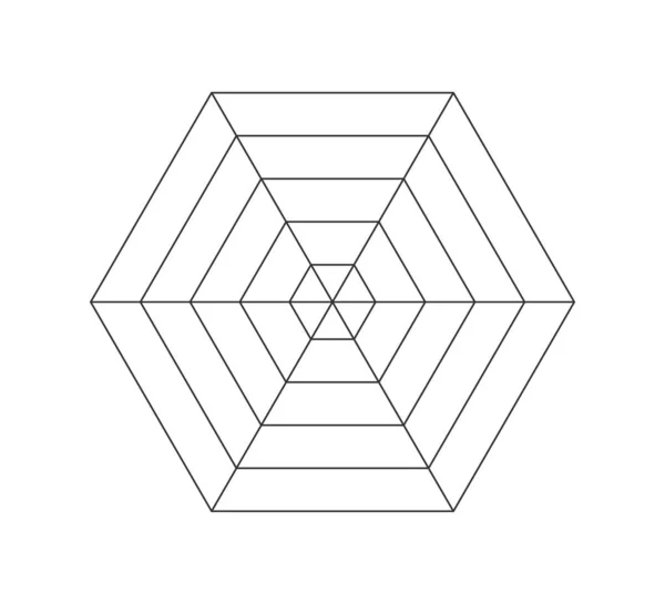 Sechseckige Radar Oder Spinnendiagramm Vorlage Sechseckige Grafik Flaches Spinnennetz Leere — Stockvektor