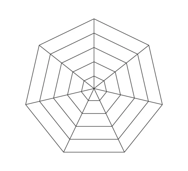 Vorlage Für Heptagonale Radarspinnendiagramme Heptagon Grafik Flaches Spinnennetz Leere Siebseitige — Stockvektor