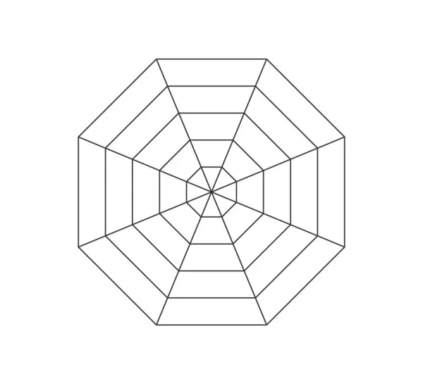 Achteckige Radar Oder Spinnendiagramm Vorlage Achteckdiagramm Flaches Spinnennetz Leere Achtseitige — Stockvektor