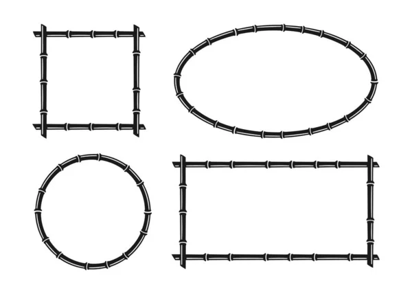 Círculo Tronco Bambu Quadros Retangulares Caixa Texto Oval Quadrada Natural — Vetor de Stock