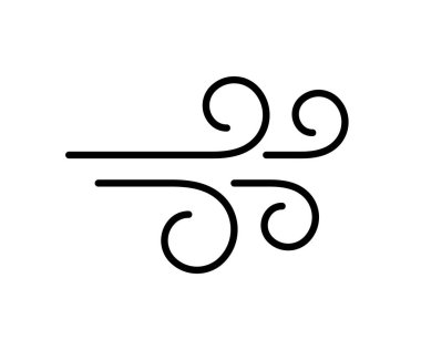 Rüzgar üfleme çizgisi simgesi. Hava akışı düz tabela. Rüzgarlı havanın sembolü. İklim web tasarım elemanı. Kıvrım çizgisi simgesi. Beyaz arkaplanda vektör çizimi izole edildi. Düzenlenebilir vuruş.