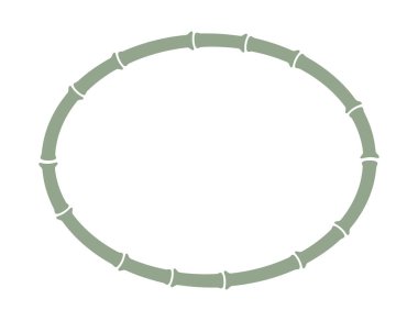 Yeşil bambu sapı oval çerçeve. Doğal elips mesaj kutusu. Bambu dalı sınırı. Boş çerçeve şablonu. Beyaz arkaplanda düz bir şekilde izole edilmiş vektör illüstrasyonu.