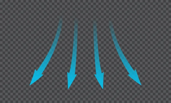 Flujo Aire Flechas Azules Que Muestran Dirección Del Movimiento Del — Archivo Imágenes Vectoriales