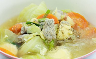 soup with egg tofu sprinkle pepper