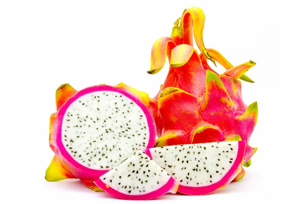 Vivido Vibrante Dragon Fruit Isolato Sfondo Bianco — Foto Stock