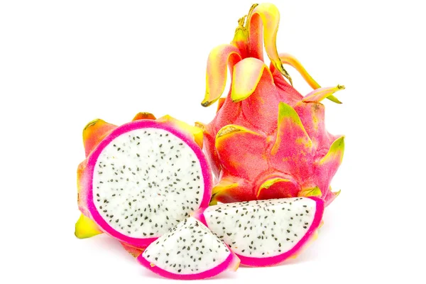 Vivido Vibrante Dragon Fruit Isolato Sfondo Bianco — Foto Stock