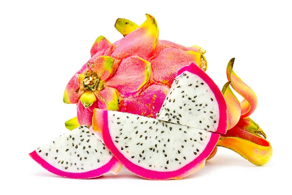Fruta Dragão Vívida Vibrante Isolada Contra Fundo Branco — Fotografia de Stock