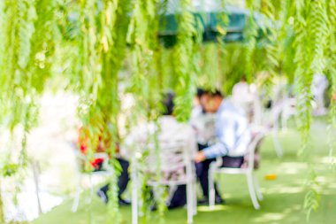 Vintage Tones, yemek ve kahve dükkanlarındaki Bokeh ile yapılan bulanık arka plan. 