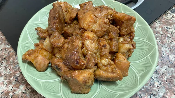 Salted Roasted Pork Honey Plate — Stock Photo, Image