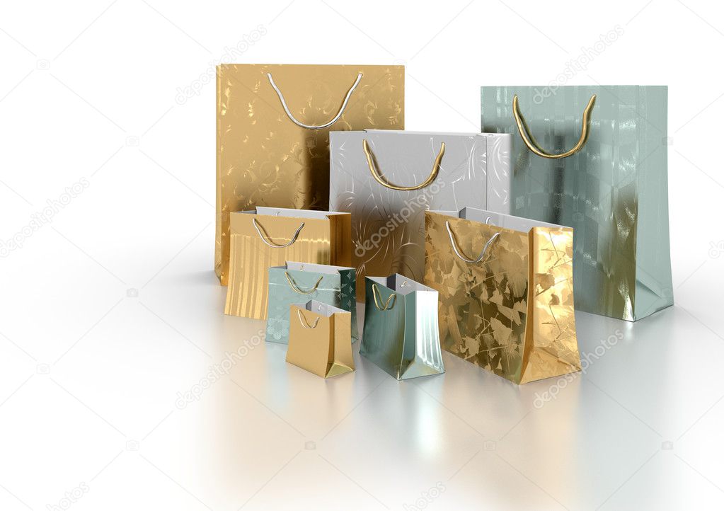 Decorative shopping bags - isolated in white background