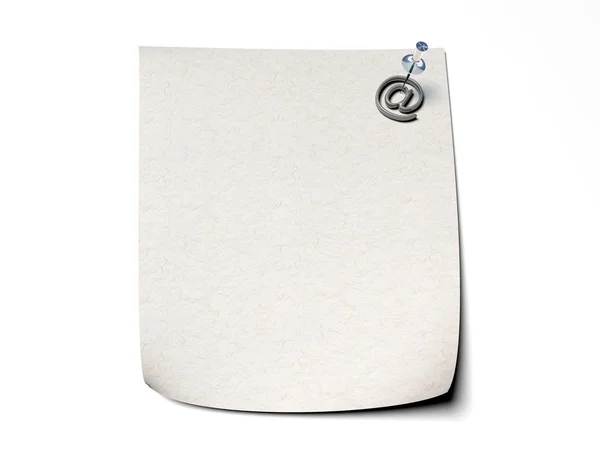 Nota papel con un pin y el icono de correo electrónico adjunto - aislado blanco b Fotos De Stock Sin Royalties Gratis