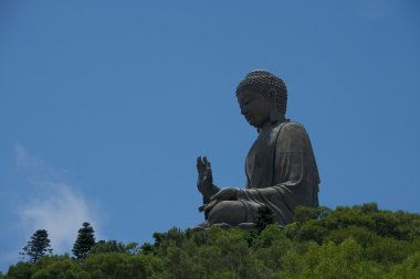 Ormandaki mavi gökyüzü karşı Big Buddha